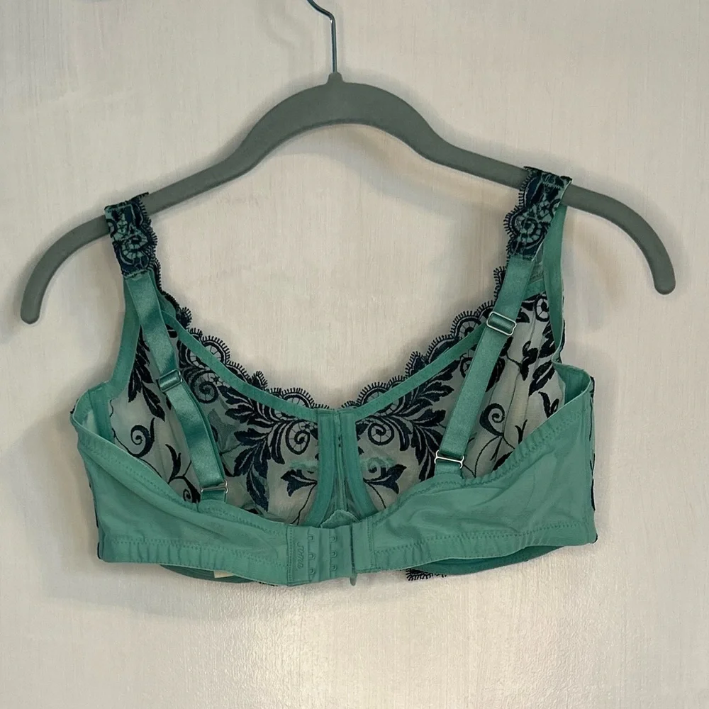 NWOT Soma Sensuous Lace Unlined Bra with Underwire, Wasabi/Poseidon, Size 38D - Picture 4 of 11